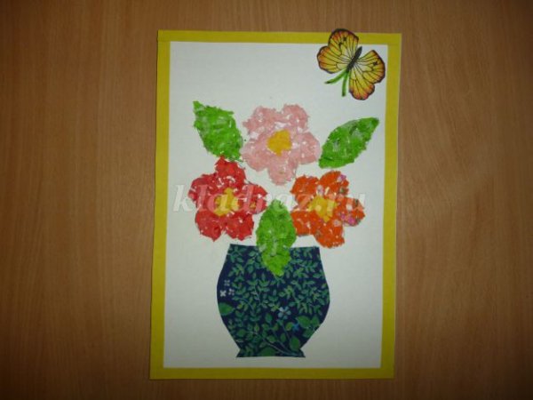Аппликация ваза с цветами
