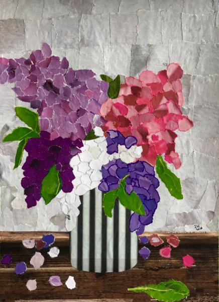 Аппликация из ткани ваза с цветами