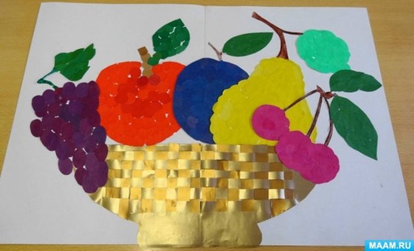 Аппликация корзинка с фруктами