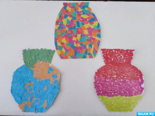 Аппликация из обрывных кусочков бумаги