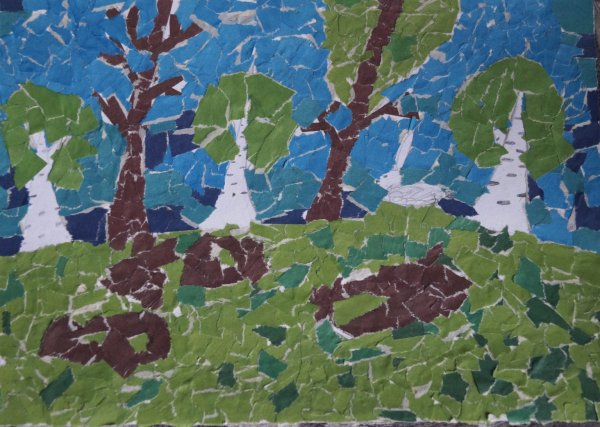 Аппликация из рваной бумаги