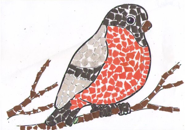 Аппликация Снегирь