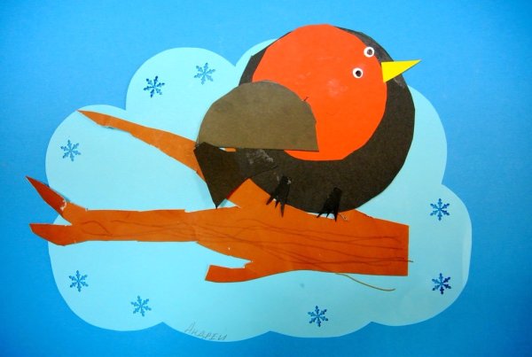 Снегирь аппликация для детей