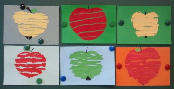 Обрывная аппликация яблоко