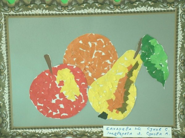 Обрывная аппликация овощи в подготовительной группе