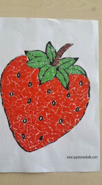 Аппликация клубника из бумаги