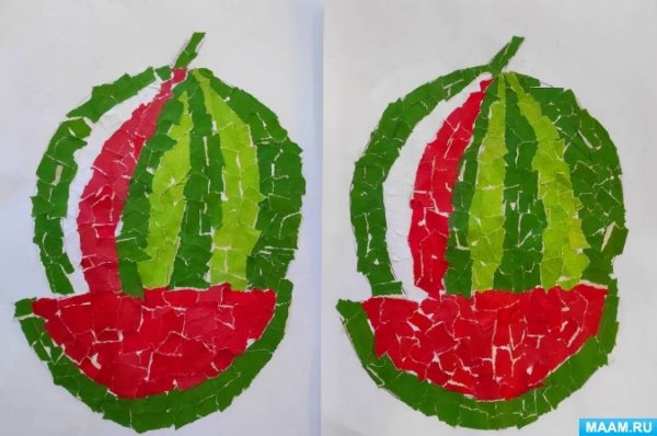 Обрывная аппликация Арбуз
