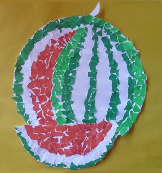 Арбуз аппликация для детей