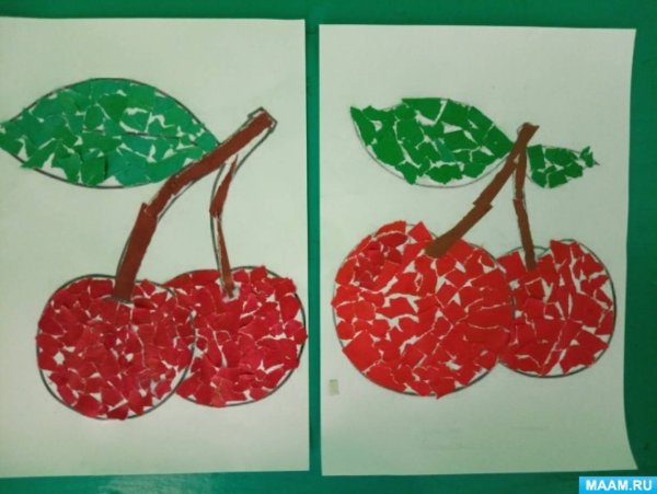 Обрывная аппликация яблоко