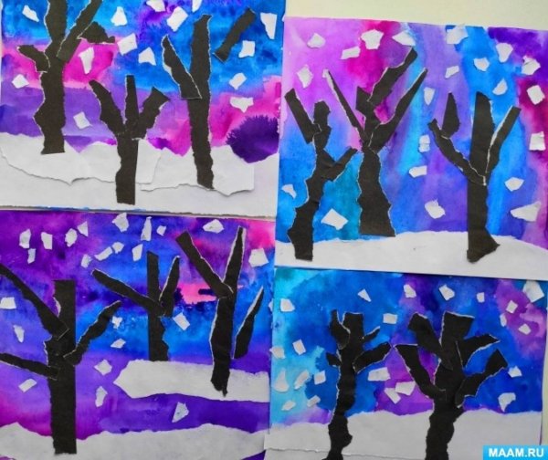 Аппликация зимний пейзаж