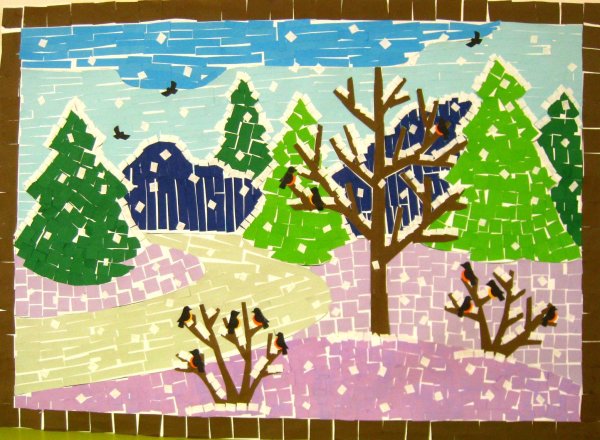 Аппликация для детей зима