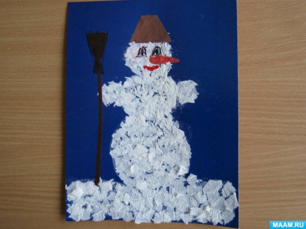 Аппликация Снеговик старшая группа