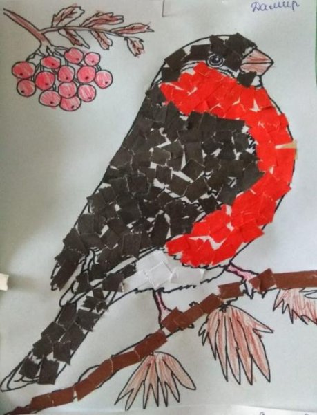 Отрывная аппликация птицы