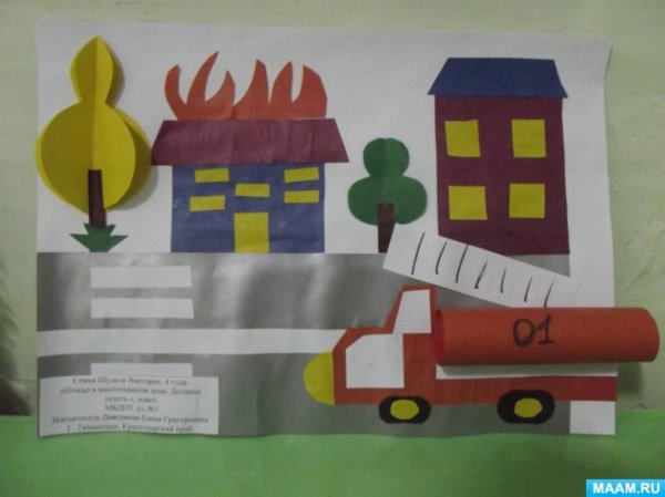 Аппликация по пожарной безопасности в детском саду