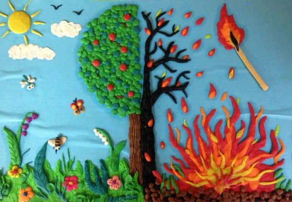 Аппликация на тему пожарная безопасность в детском саду