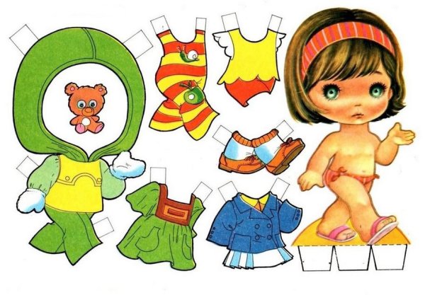 Кукла с одеждой для вырезания