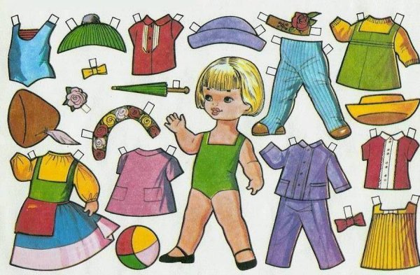 Кукла с одеждой для вырезания