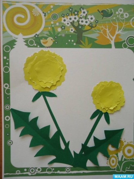 Аппликация одуванчик в средней группе