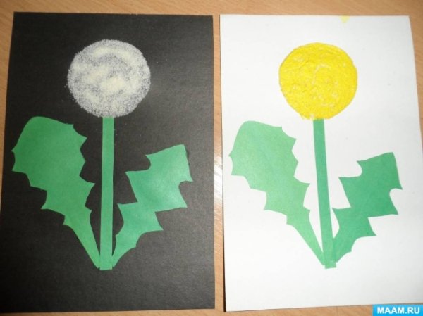 Объемная аппликация одуванчик