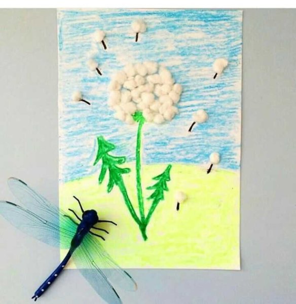 Объемная аппликация одуванчик