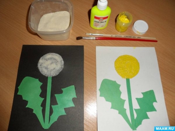 Аппликация одуванчик в старшей группе