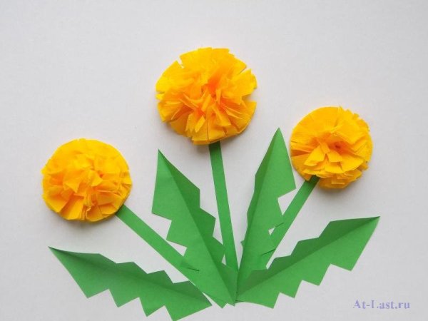 Поделка одуванчик из цветной бумаги