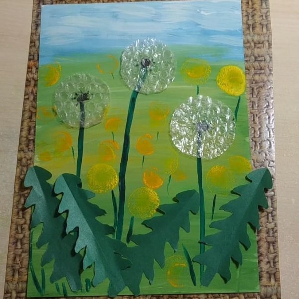 Одуванчик из бумаги аппликация