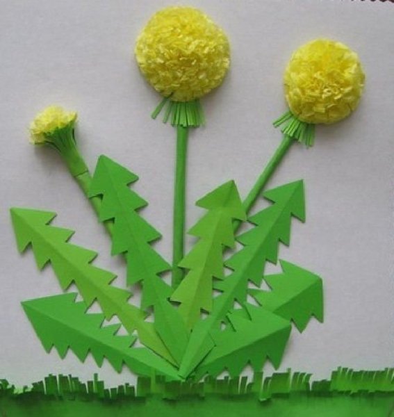 Аппликация одуванчик