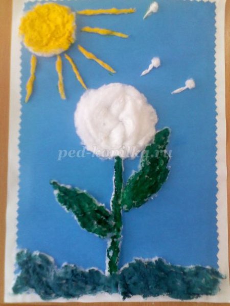 Одуванчик из ватных дисков