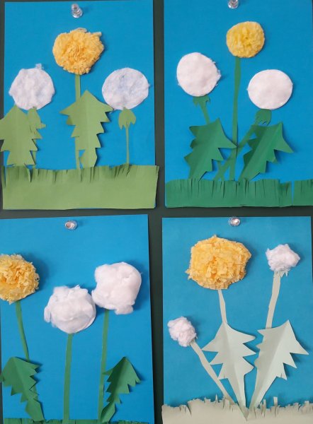 Одуванчик из бумаги аппликация