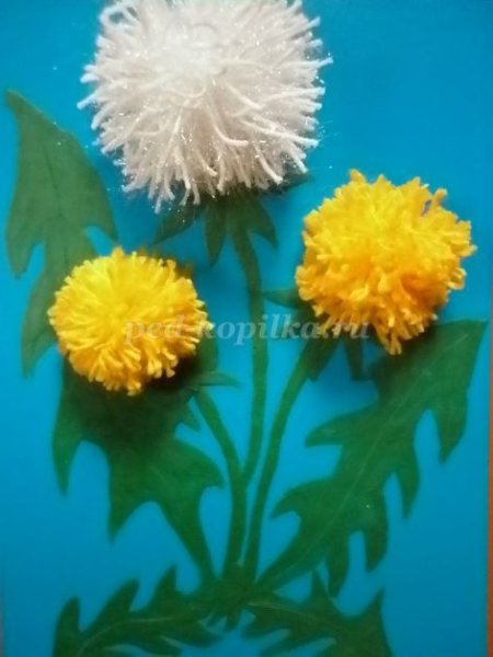 Одуванчик из ватных дисков