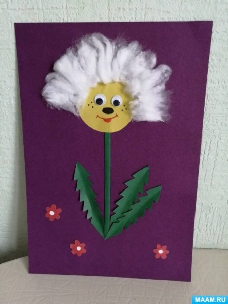 Поделка из бумаги для детей одуванчик