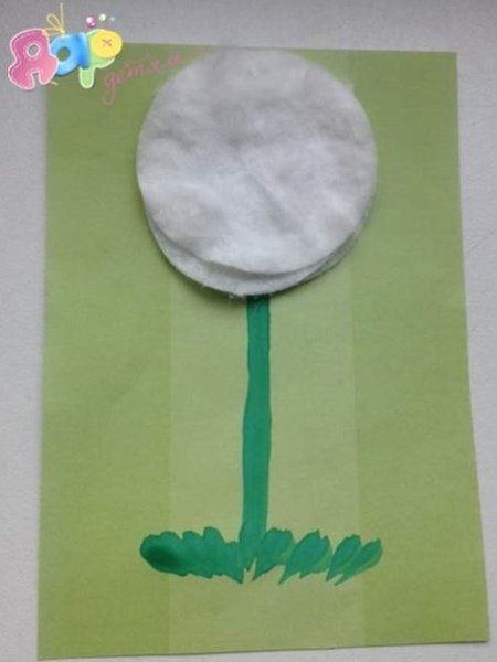 Одуванчик из ватного диска