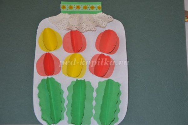 Аппликация объемная овощи на тарелке средняя группа