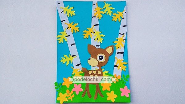 Аппликация Олененок для детей