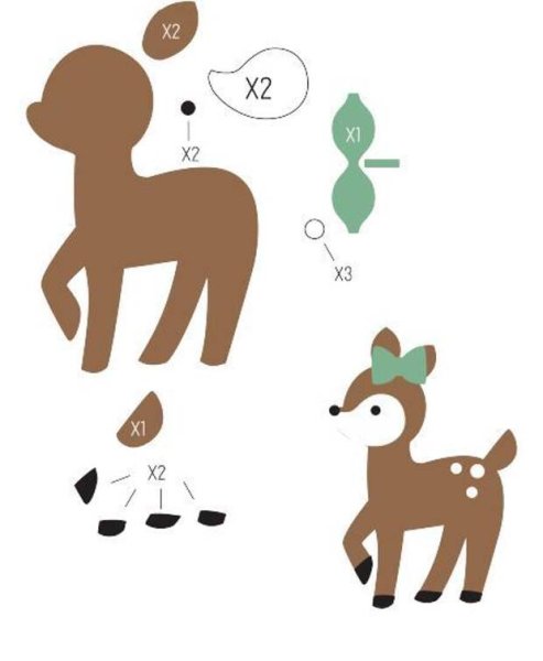 Трафарет оленя из фетра