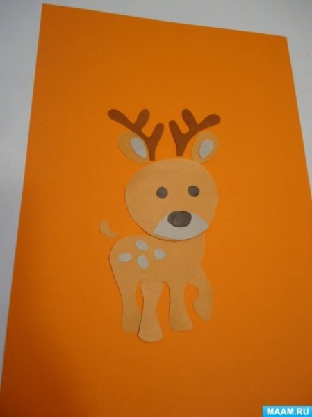 Олененок аппликация средняя группа