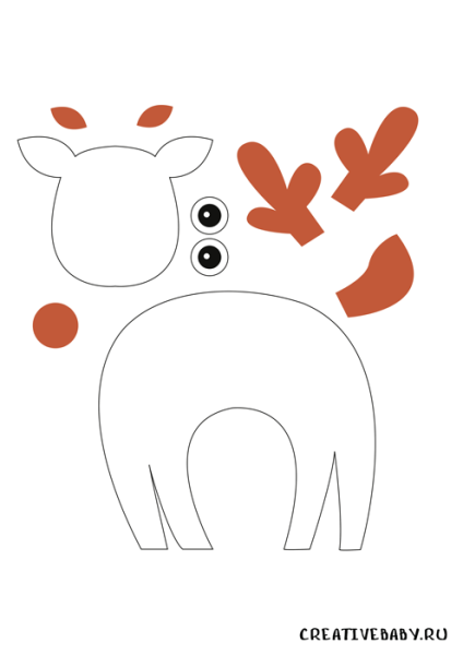 Аппликация олень новогодний