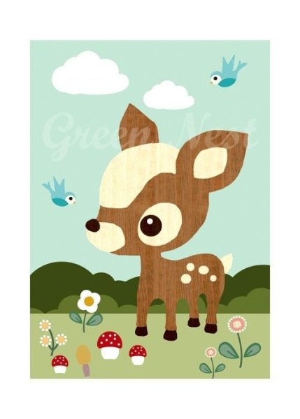 Аппликация олень в лесу