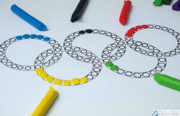 Олимпийские кольца из пластилина