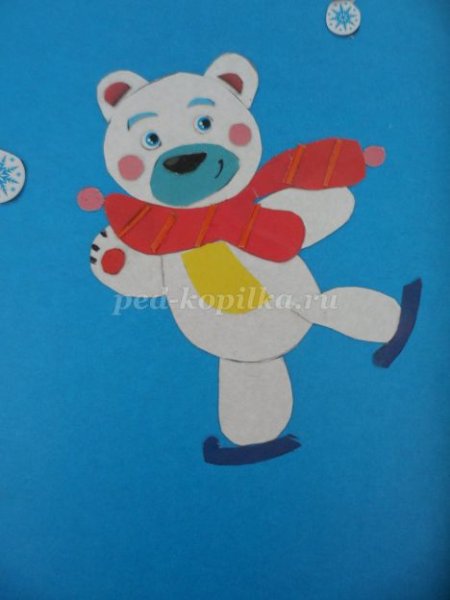 Аппликация белый медведь из кругов