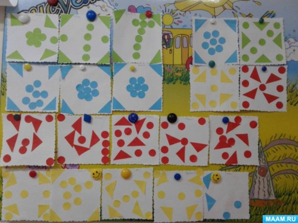 Аппликация Укрась платочек средняя группа