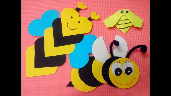 Пчелка из кружочков бумаги