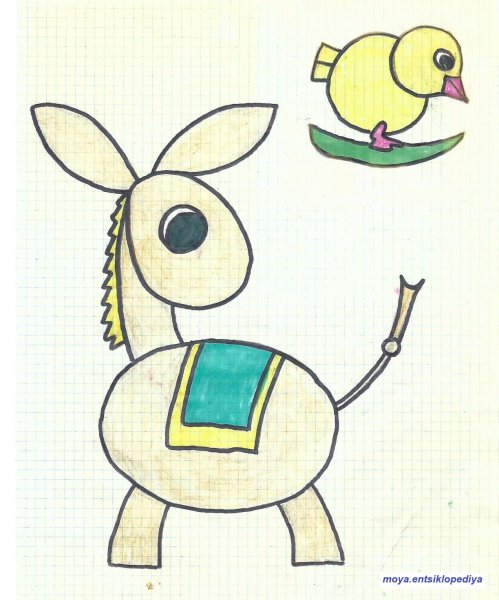 Аппликация ослика из бумаги