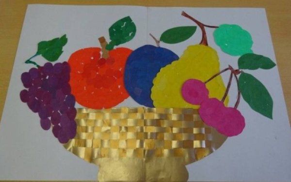 Аппликация корзинка с фруктами