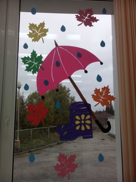 Украсить окна к осени в детском саду