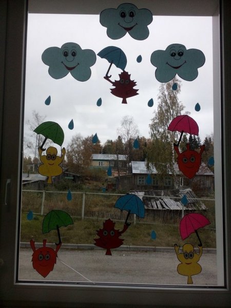 Украшение окон весной в детском саду