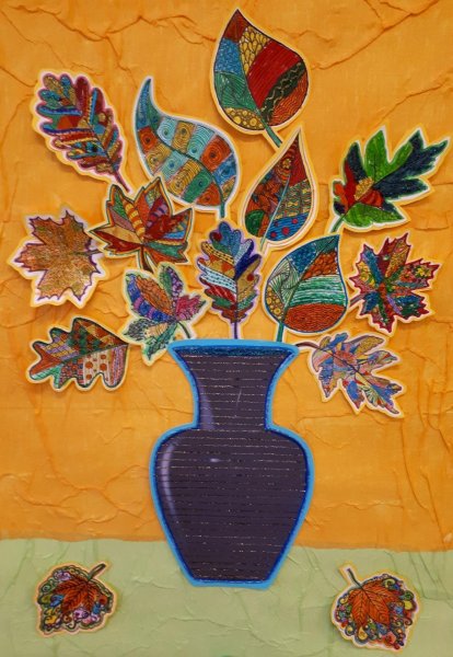 Ваза для осеннего букета аппликация