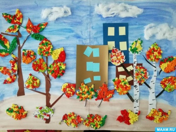Осенние коллективные работы в детском саду в старшей