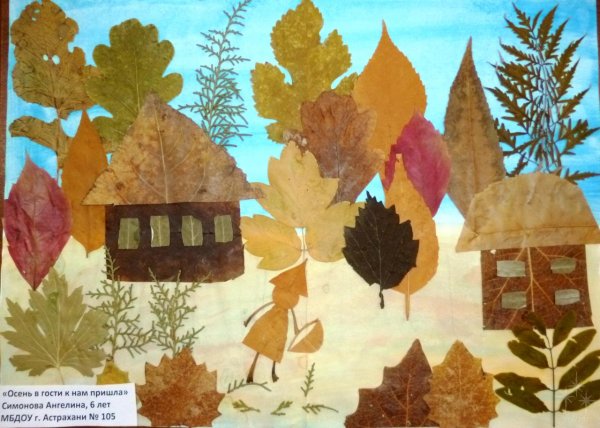 Аппликация из осенних листьев